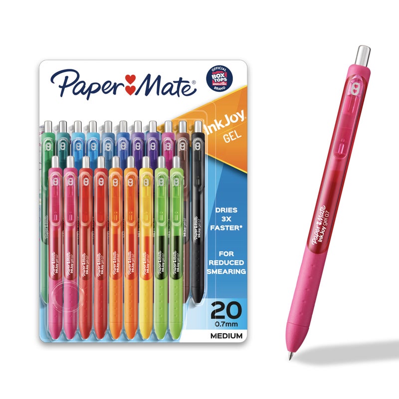 Paper Mate InkJoy Gel Pens, Medium Point (0.7mm), Assorted Colors, 20 Count - Back to School Supplies, Teacher Essentials, Journaling, Writing, Note-Taking - Image 1